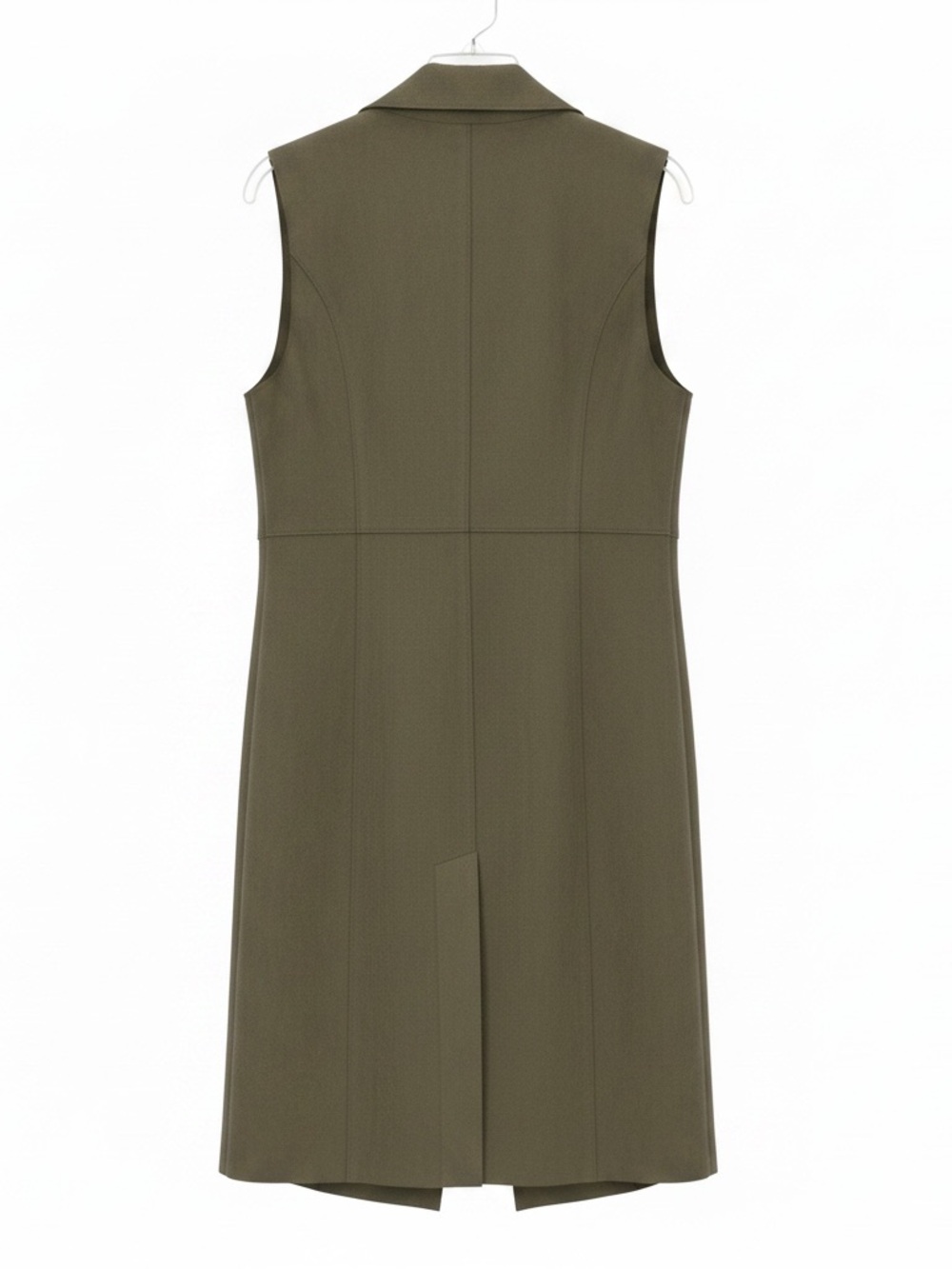 Joan Vass Olive Longline Sleeveless Vest - Picture 4 of 6